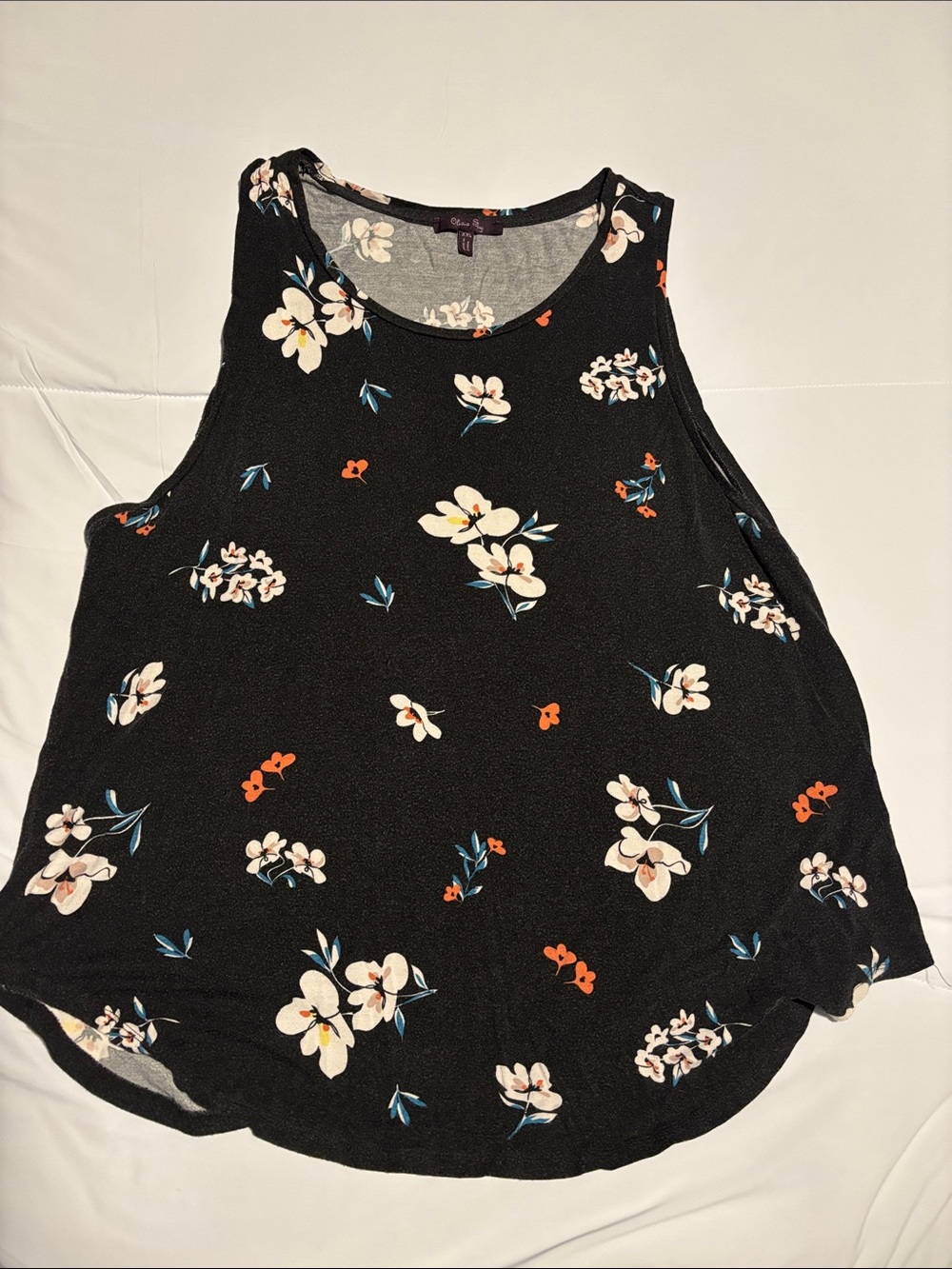 Olivia Sky Black Floral Scoop Neck Tank